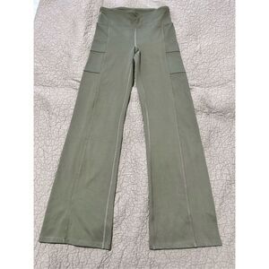 Eddie Bauer Women leggings sz M  Olive Green Mid Rise with cell phone pocket Fla